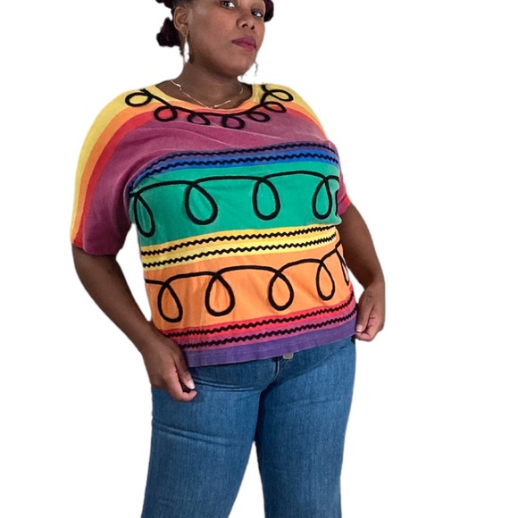 Multicolored T-Shirt with black embellishment - Picture 5 of 6